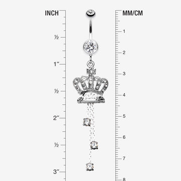 Detail View 1 of Royal Crown Sparkle Belly Ring-Clear Gem